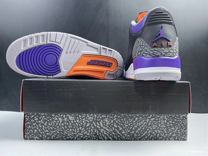 Black Retro Jordan 3 050 Court Air CT8532 Purple 1022